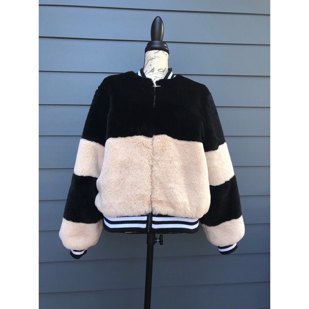 Faux Fur Colorblock Jacket